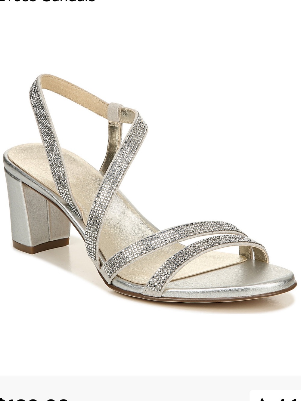 Naturalizer Size 8.5W Vanessa Satin Strappy Crystal Block Heel Evening Sandals